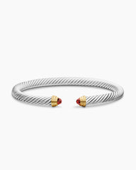 Classic Cable Bracelet in Sterling Silver with 14K Yellow Gold and Garnets, 5mm