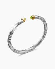 Classic Cable Bracelet in Sterling Silver with 14K Yellow Gold and Peridot, 5mm