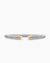 Classic Cable Bracelet in Sterling Silver with 14K Yellow Gold and Pearls, 5mm