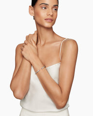 Classic Cable Bracelet in Sterling Silver with Amethyst and Diamonds, 5mm