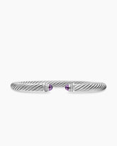 Classic Cable Bracelet in Sterling Silver with Amethyst and Diamonds, 5mm