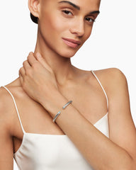 Classic Cable Bracelet in Sterling Silver with Blue Topaz and Diamonds, 5mm