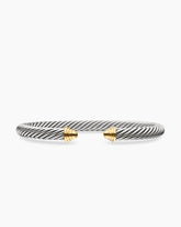 Classic Cable Bracelet in Sterling Silver with 14K Yellow Gold Domes, 5mm
