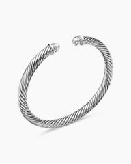 Classic Cable Bracelet in Sterling Silver with Diamonds, 5mm
