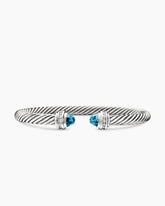 Classic Cable Bracelet in Sterling Silver with Hampton Blue Topaz and Diamonds, 5mm