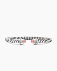 Classic Cable Bracelet in Sterling Silver with Morganite and Diamonds, 5mm