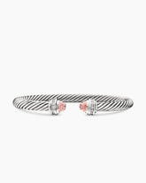 Classic Cable Bracelet in Sterling Silver with Morganite and Diamonds, 5mm