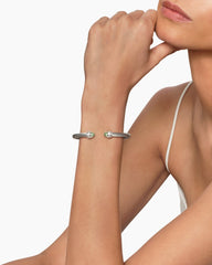 Classic Cable Bracelet in Sterling Silver with Prasiolite and Diamonds, 5mm