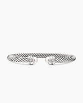 Classic Cable Bracelet in Sterling Silver with Pearls and Diamonds, 5mm