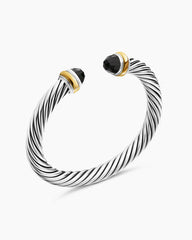 Classic Cable Bracelet in Sterling Silver with 14K Yellow Gold and Black Onyx, 7mm