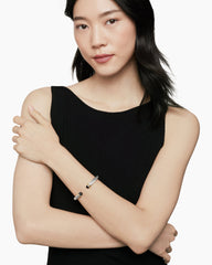 Classic Cable Bracelet in Sterling Silver with 14K Yellow Gold and Black Onyx, 7mm