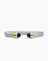 Classic Cable Bracelet in Sterling Silver with 14K Yellow Gold and Black Onyx, 7mm
