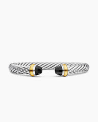 Classic Cable Bracelet in Sterling Silver with 14K Yellow Gold and Black Onyx, 7mm