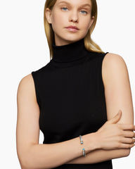 Classic Cable Bracelet in Sterling Silver with 14K Yellow Gold and Blue Topaz, 7mm