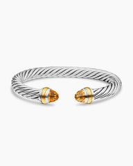 Classic Cable Bracelet in Sterling Silver with 14K Yellow Gold and Citrine, 7mm