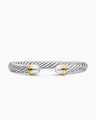 Classic Cable Bracelet in Sterling Silver with 14K Yellow Gold and Pearls, 7mm