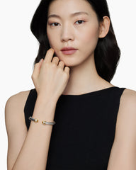 Classic Cable Bracelet in Sterling Silver with 14K Yellow Gold Domes, 7mm