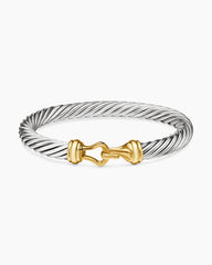 Buckle Classic Cable Bracelet in Sterling Silver with 14K Yellow Gold, 7mm