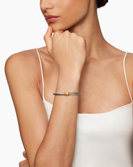 X Classic Cable Station Bracelet in Sterling Silver with 14K Yellow Gold, 5mm