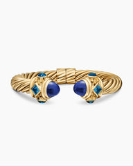 Renaissance® Classic Cable Bracelet in 18K Yellow Gold with Lapis and Hampton Blue Topaz, 10mm