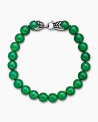 Spiritual Beads Bracelet in Sterling Silver with Green Onyx, 8mm