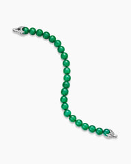 Spiritual Beads Bracelet in Sterling Silver with Green Onyx, 8mm