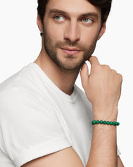 Spiritual Beads Bracelet in Sterling Silver with Green Onyx, 8mm