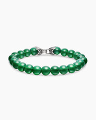 Spiritual Beads Bracelet in Sterling Silver with Green Onyx, 8mm