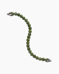 Spiritual Beads Bracelet in Sterling Silver with Nephrite Jade, 8mm