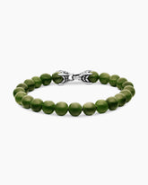Spiritual Beads Bracelet in Sterling Silver with Nephrite Jade, 8mm