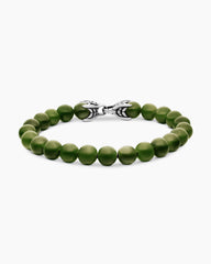 Spiritual Beads Bracelet in Sterling Silver with Nephrite Jade, 8mm