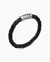 Chevron Bracelet in Black Rubber and Sterling Silver, 8mm