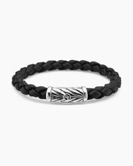 Chevron Bracelet in Black Rubber and Sterling Silver, 8mm