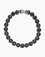 Spiritual Beads Bracelet in Sterling Silver with Pavé Black Diamonds, 8mm