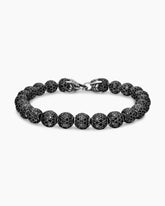 Spiritual Beads Bracelet in Sterling Silver with Pavé Black Diamonds, 8mm