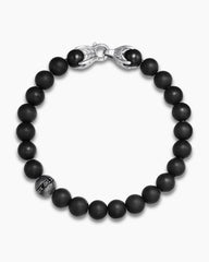 Spiritual Beads Bracelet in Sterling Silver with Black Onyx and Pavé Black Diamond Accent, 8mm