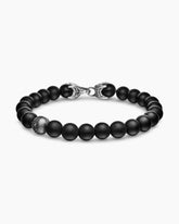 Spiritual Beads Bracelet in Sterling Silver with Black Onyx and Pavé Black Diamond Accent, 8mm