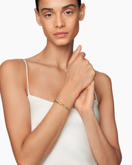 Crossover Two Row Cuff Bracelet in Sterling Silver with 18K Yellow Gold, 5mm