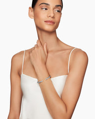 Classic Cable Bracelet in Sterling Silver with Pavé Diamond Domes, 5mm