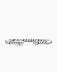 Classic Cable Bracelet in Sterling Silver with Pavé Diamond Domes, 5mm