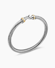 Buckle Classic Cable Bracelet in Sterling Silver with 18K Yellow Gold, 5mm