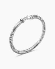 Buckle Classic Cable Bracelet in Sterling Silver with Diamonds, 5mm