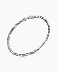 Buckle Classic Cable Bracelet in Sterling Silver with Diamonds, 3mm