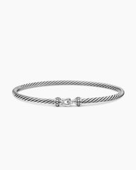 Buckle Classic Cable Bracelet in Sterling Silver with Diamonds, 3mm