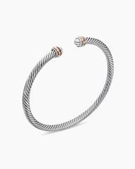 Classic Cable Bracelet in Sterling Silver with 18K Rose Gold, 4mm