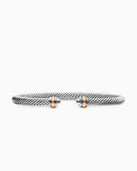 Classic Cable Bracelet in Sterling Silver with 18K Rose Gold, 4mm