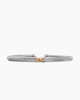 X Classic Cable Station Bracelet in Sterling Silver with 18K Rose Gold, 4mm