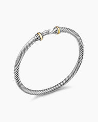 Buckle Classic Cable Bracelet in Sterling Silver with 18K Yellow Gold, 4mm