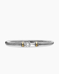Buckle Classic Cable Bracelet in Sterling Silver with 18K Yellow Gold, 4mm