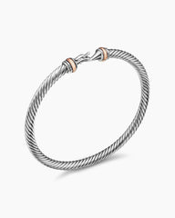 Buckle Classic Cable Bracelet in Sterling Silver with 18K Rose Gold, 4mm
